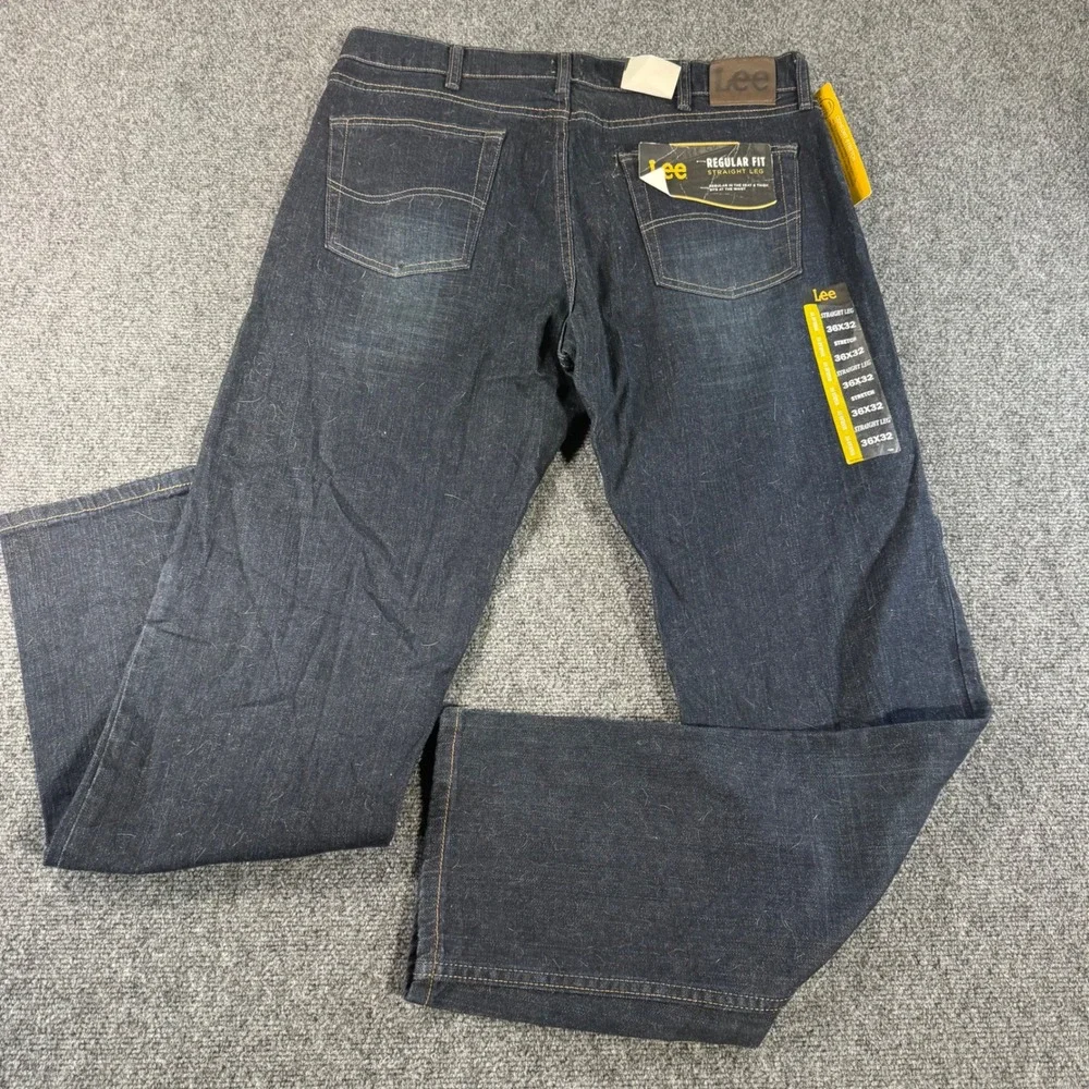 Lee Mens Regular Fit Straight Leg Jeans Dark Wash Comfort Stretch 36x32 TZS-C887